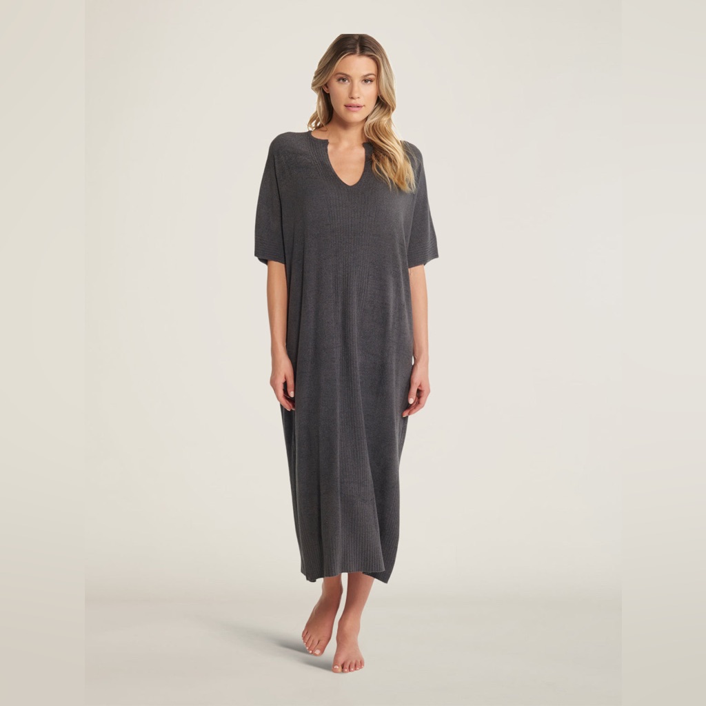 Barefoot Dreams Cozychic Lite Caftan Dress In Carbon One Size